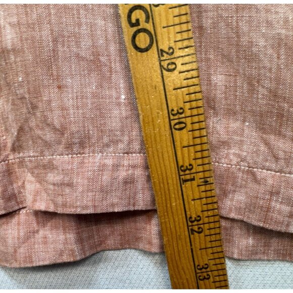 Joseph Abboud Mens Short Sleeve Linen Button Up Shirt Size Orange Casual Relaxed - Picture 6 of 11